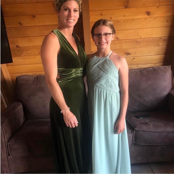 Revelry Velvet Backless Dress in Deep Green - Picture 3 of 5